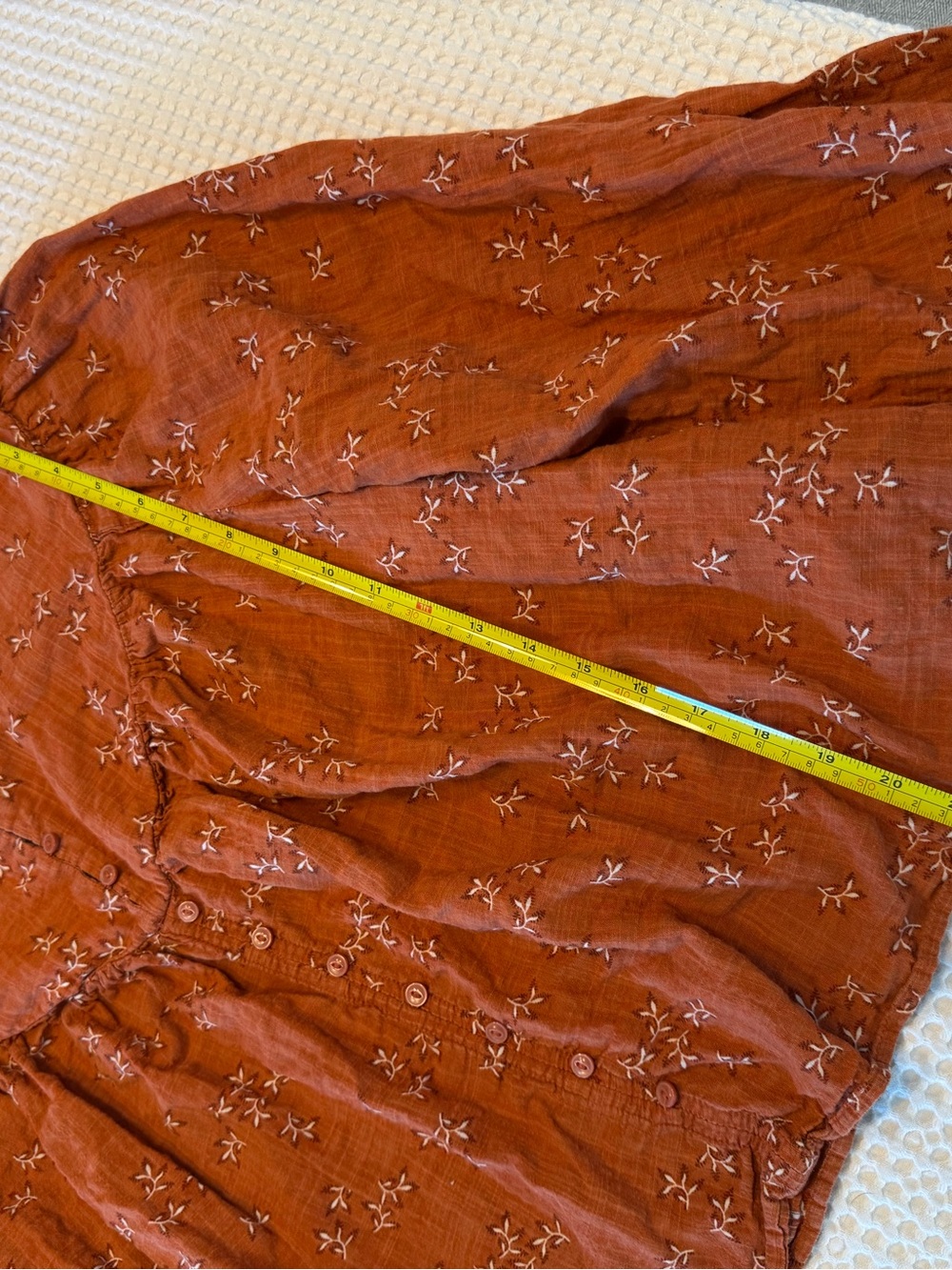 Ana Rust Embroidered Button-Front Peasant Top - Picture 3 of 7
